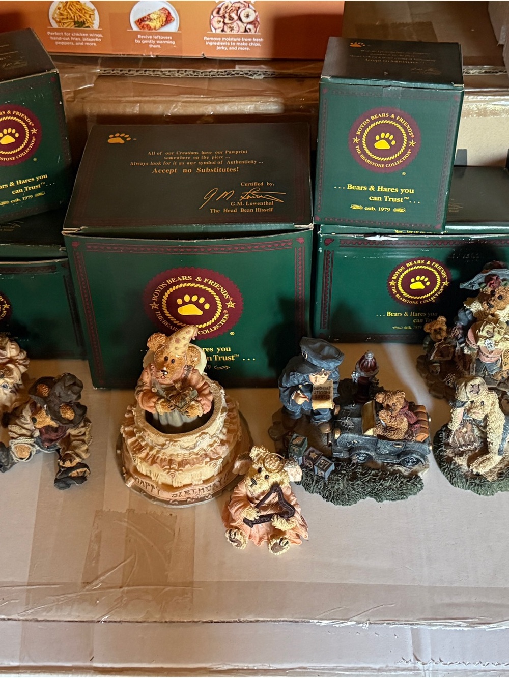 Boyds Bears Green & Brown Collectible Bear Figurine Set with Boxes